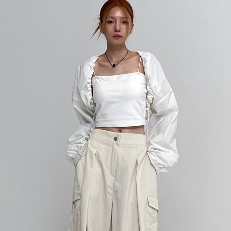 Blouse pour femmes à manches longues courte avec volants Chic & Stil
