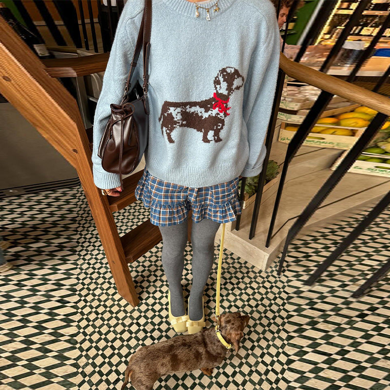 Women's sweatshirt with playful dog design and ribbed sleeves Lune London