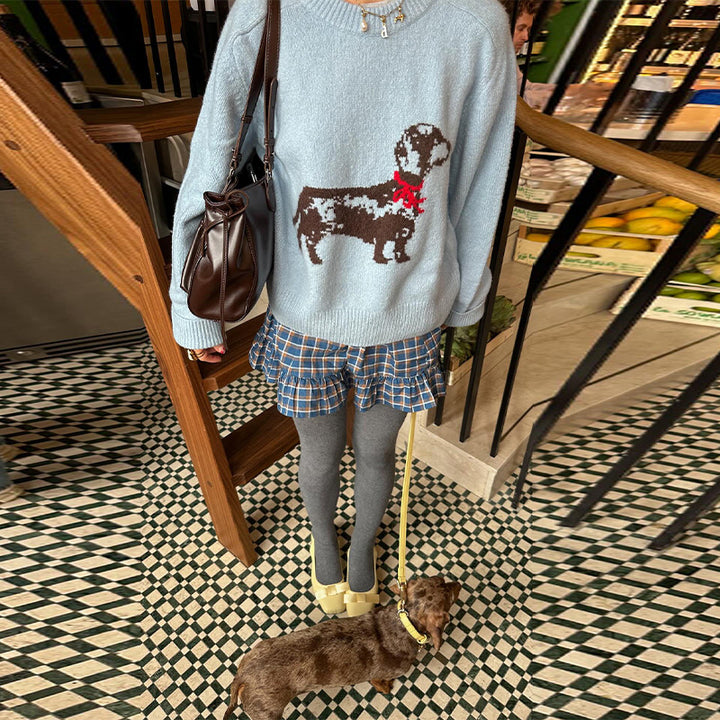 Women's sweatshirt with playful dog design and ribbed sleeves Lune London