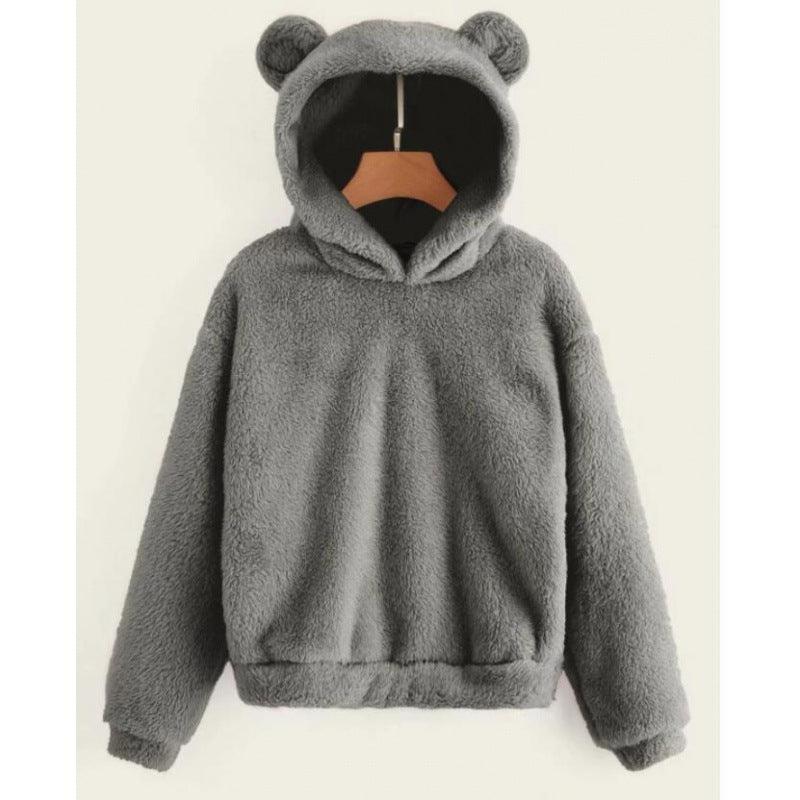 Women's Cozy Teddy Fleece Hoodie with Bear Ears and Oversized Fit Amarae