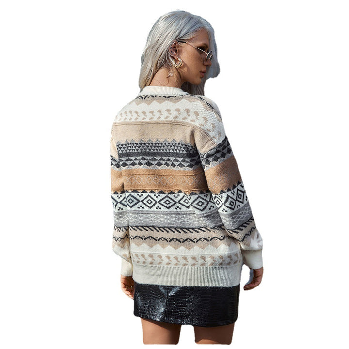 Pull en tricot épais pour femmes avec motif géométrique et coupe ample Chic & Stil