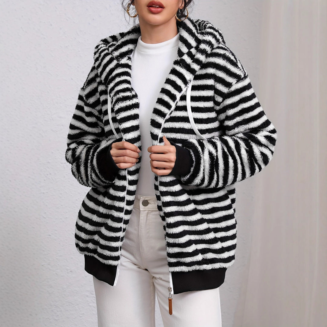 Cardigan Femme Douillet avec Rayures Contrastantes Chic & Stil