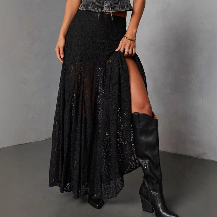 Long lace skirt for women with a fluid cut and high waist Chic & Stil