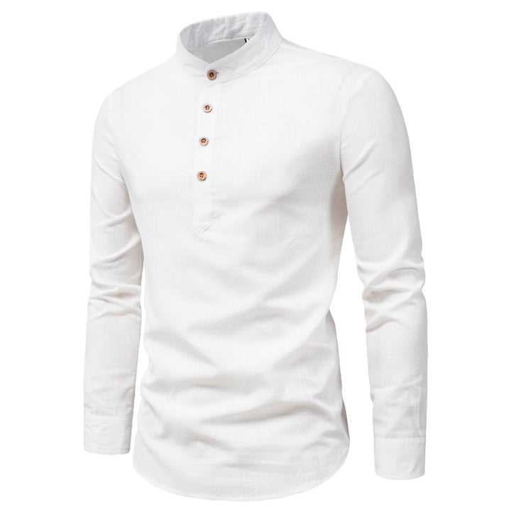 Men's long sleeve shirt with Henley neckline and decorative button placket Lune London