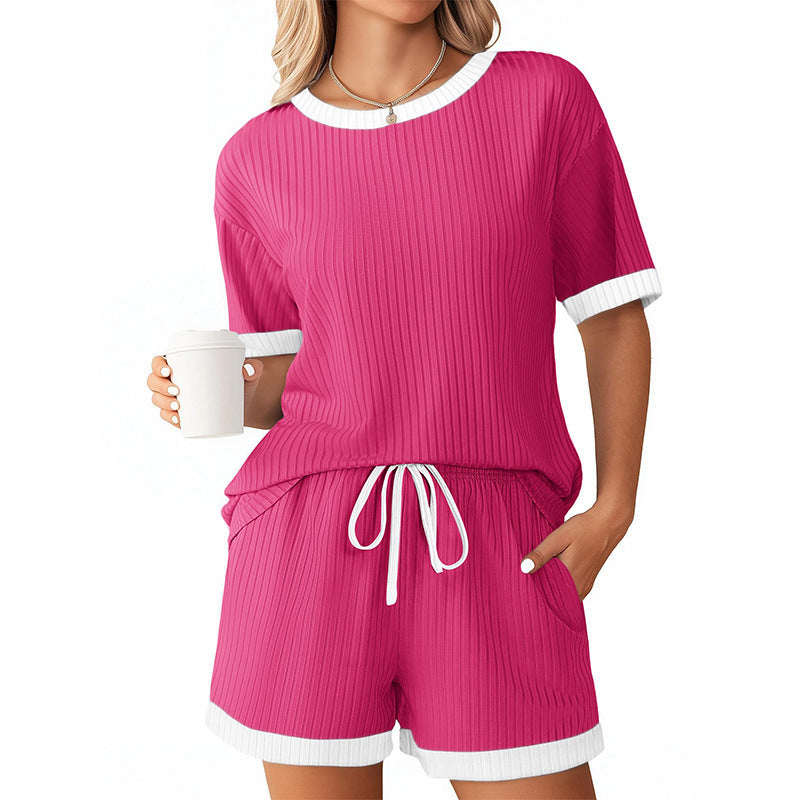 Women's Comfortable Leisure Set with Ribbed Texture and Elastic Waistband Lune London
