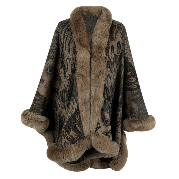 Lune London | Women's luxurious poncho with decorative fleece heat protection