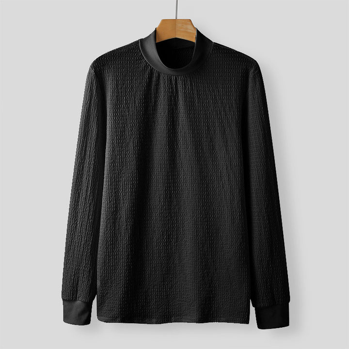 Ladies Elegant Long Sleeve Blouse in Textured Fabric and High Collar Lune London