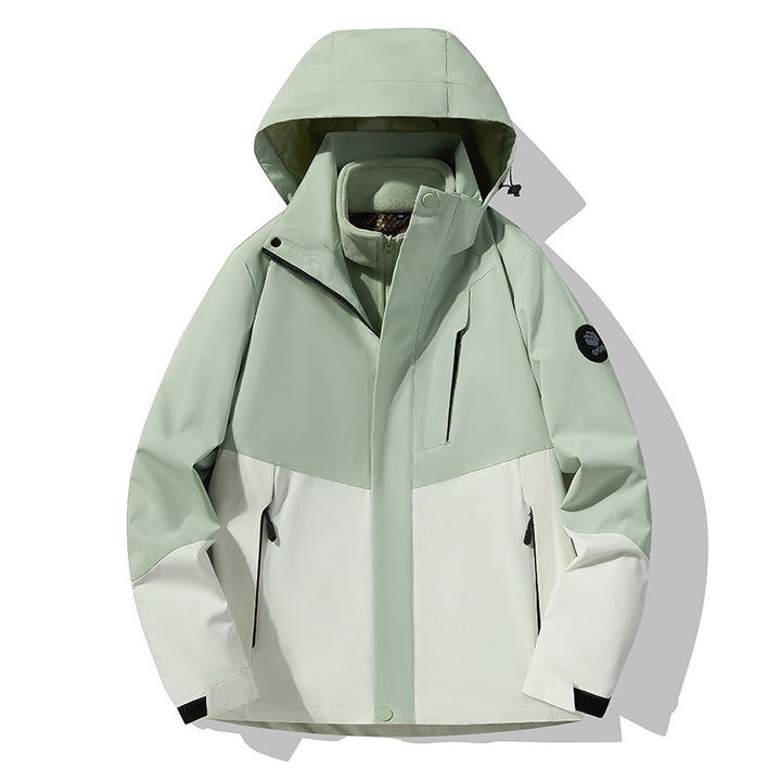 Men's three-layer breathable softshell trekking jacket with integrated fleece collar and adjustable hood Amarae