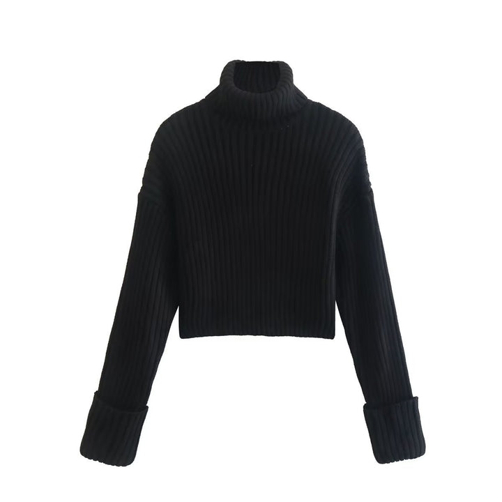 Ladies Elegant Turtleneck Sweater with Textured Rib Pattern Lune London