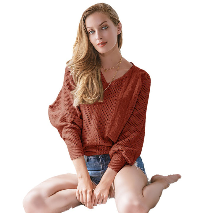 Casual knitted sweater for women with asymmetrical design and delicate Miet Lune London pattern