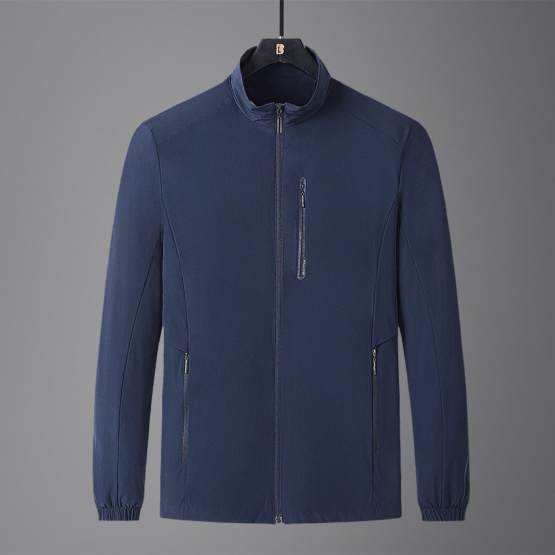 Men's Lightweight Softshell Jacket with Stand-Up Collar, Wind and Water-Repellent Surface, and Zipper Pockets Amarae