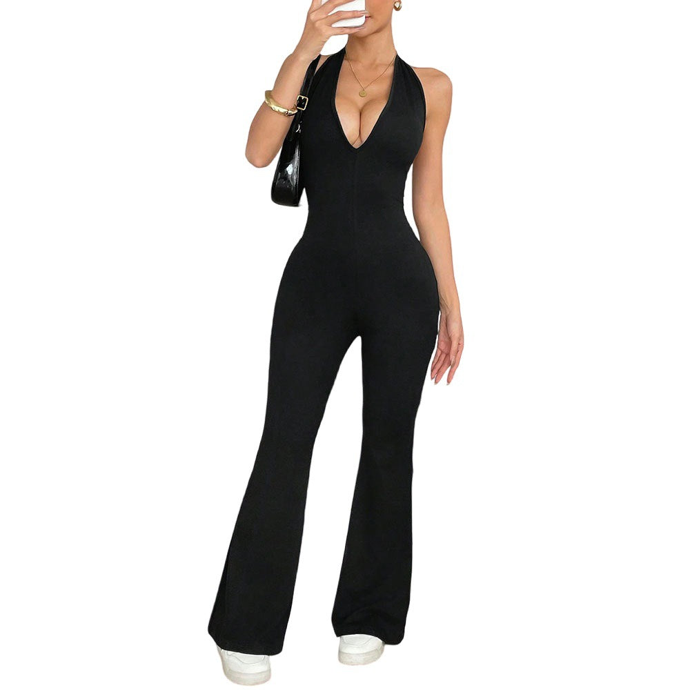 Combinaison pour femme avec décolleté en V profond et jambe large Chic & Stil