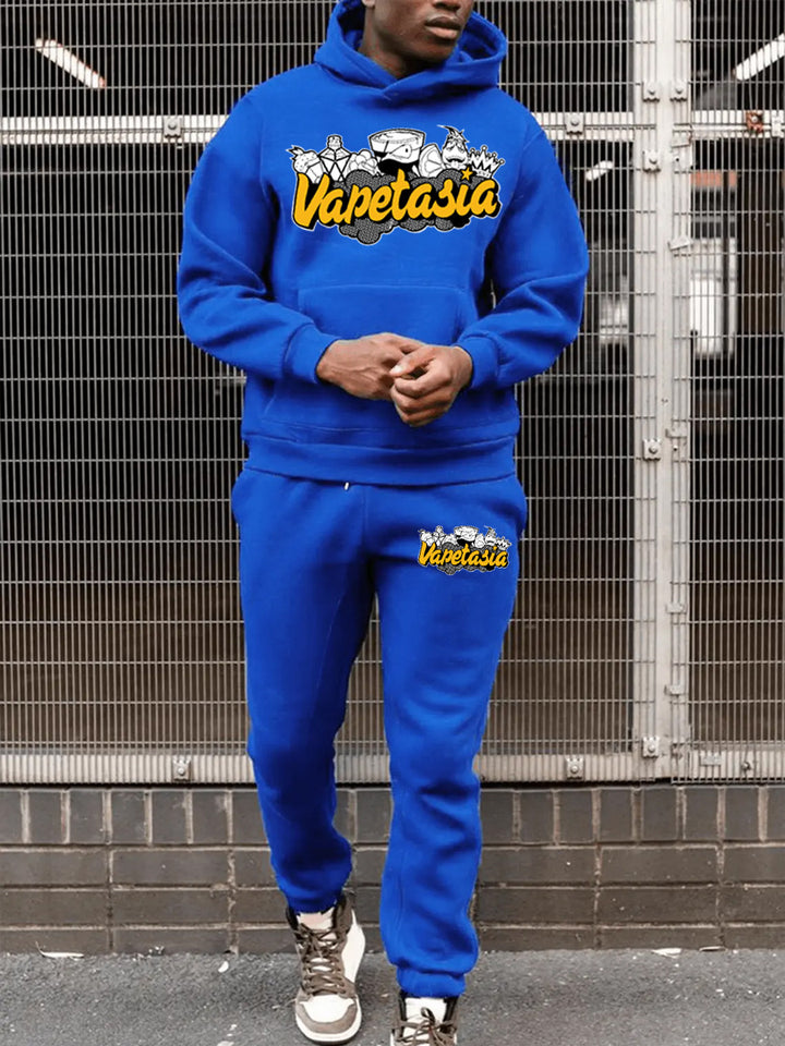 Men's sweatshirt and jogger pant set with chic and stylish artistic graphic print