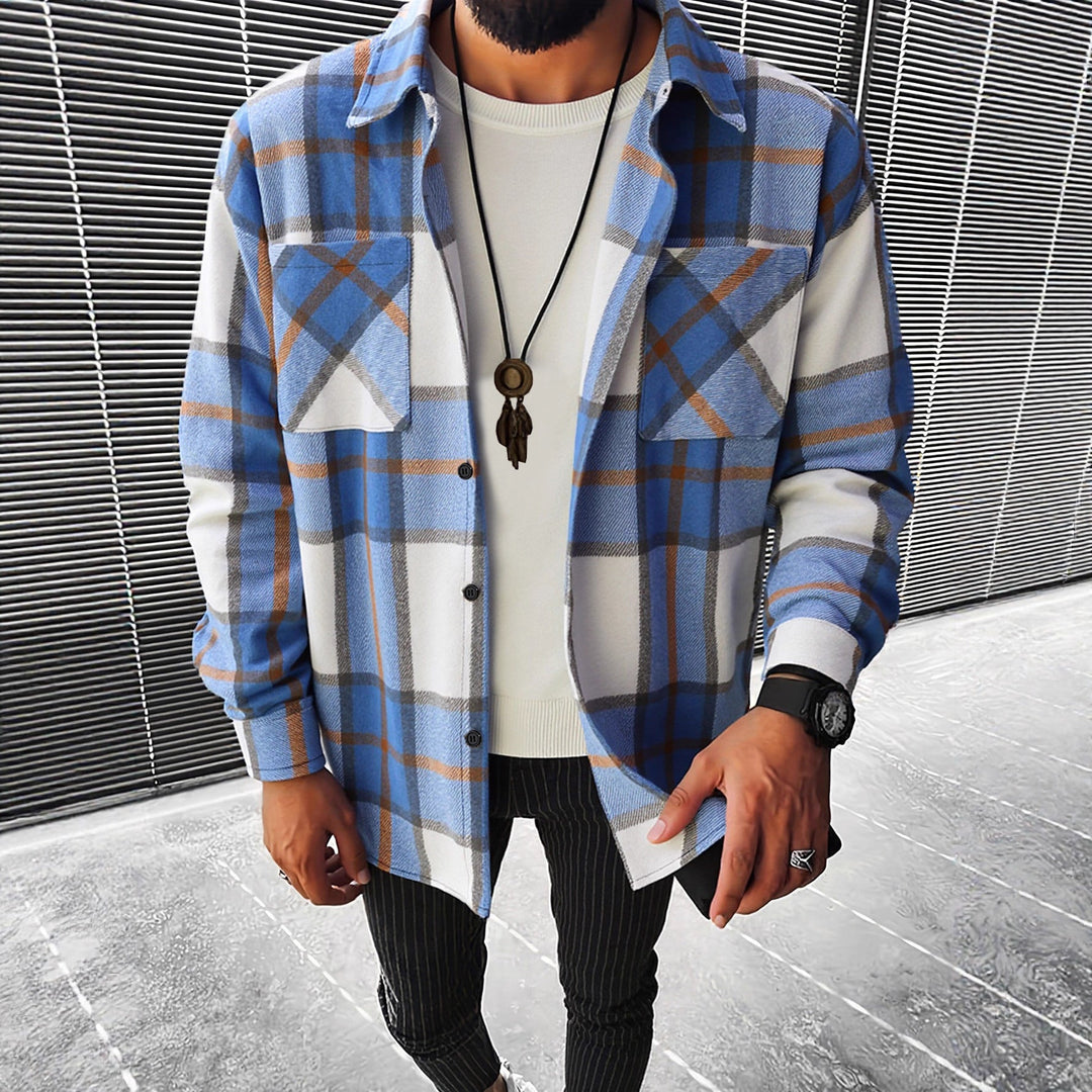 Men's Checked Flannel Shirt Jacket Amarae
