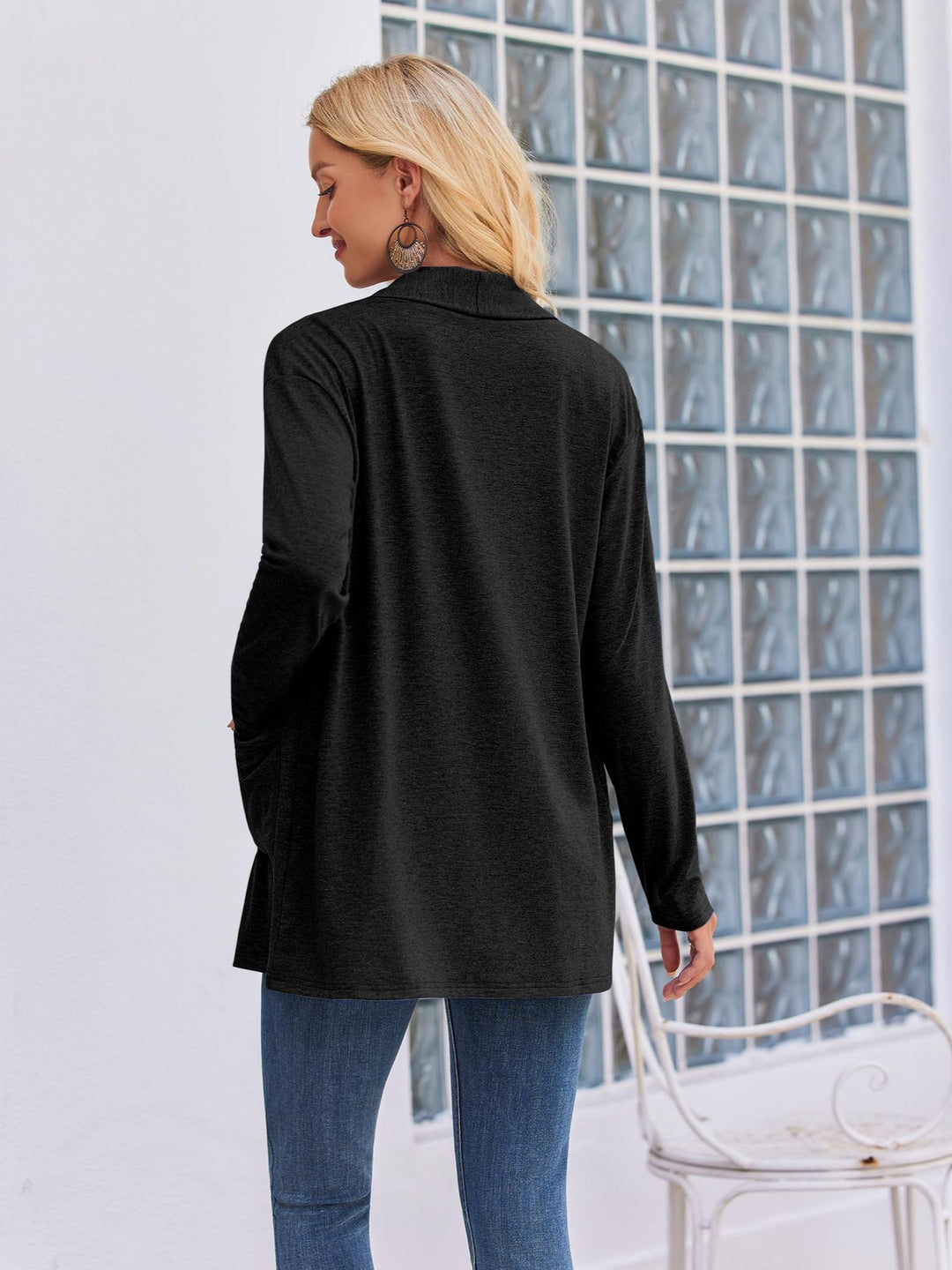 Longline cardigan for women with trendy button details and an open front closure Lune London