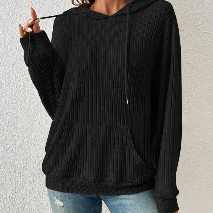Ladies Casual Waffle Hoodie with Kangaroo Pocket and Hood Lune London