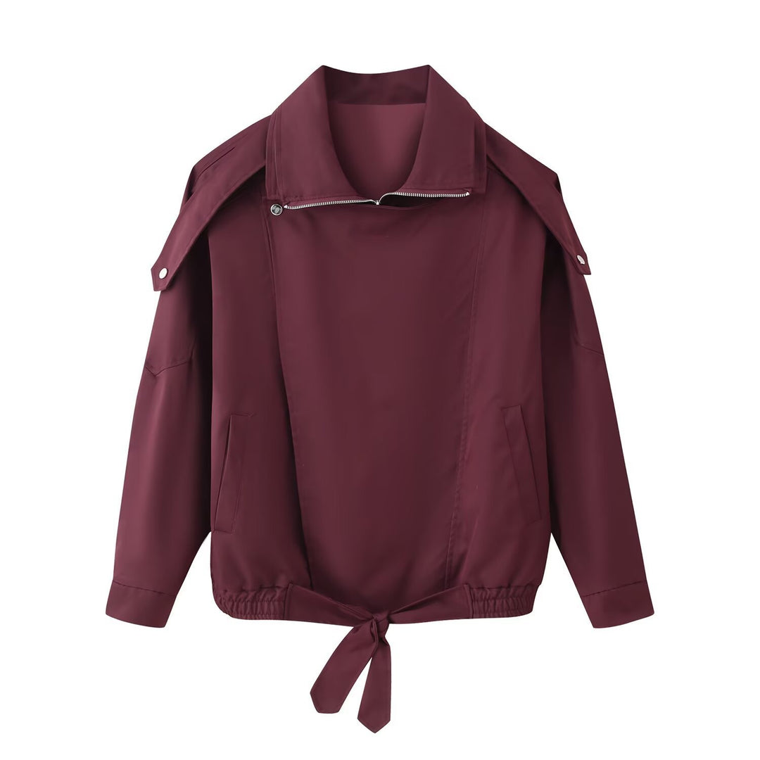 Sporty transitional jacket for women with trendy collar and elastic waist Lune London