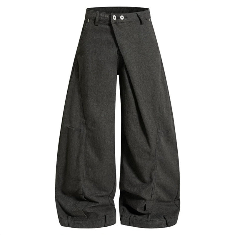 Women's Wide High-Waist Culotte Cargo Balloon Pants with Draping and Adjustable Hem Amarae