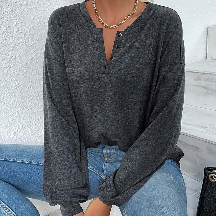 Chemise à manches longues pour femme avec patte de boutonnage et coupe décontractée Chic & Stil
