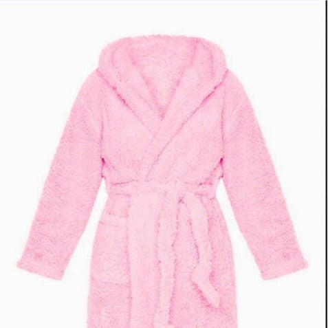 Dame Fleece bathrobe with hood and practical pockets Lune London