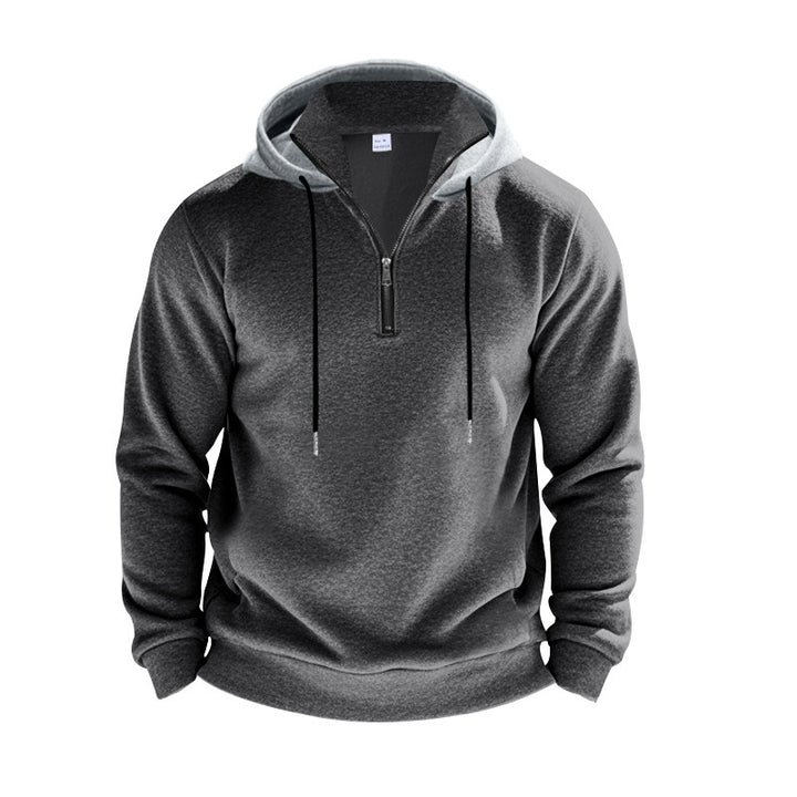 Men's hooded sweatshirt with half zipper and internal drawstring Lune London