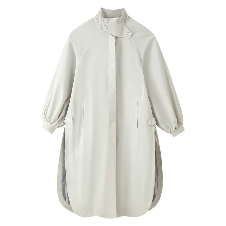 Women's coat with stand collar, balloon sleeves and side slits Amarae