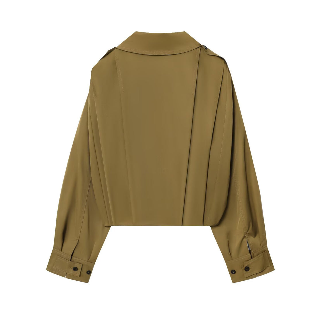 Ladies cropped utility jacket with structured pleats Lune London