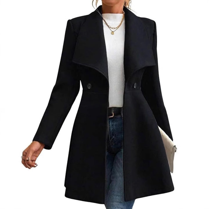 Women's transitional coat with large lapels and double-breasted buttons Lune London