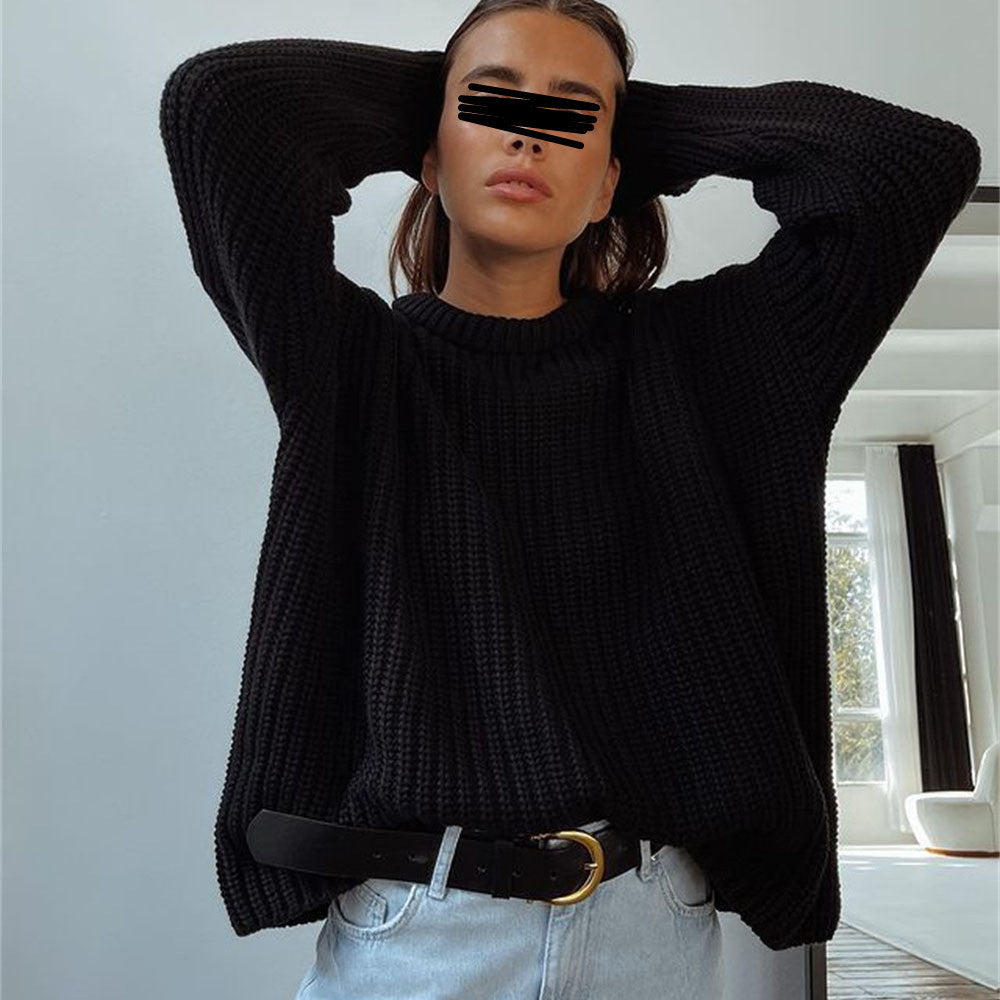 Oversized knitted sweater for women with textured pattern Lune London