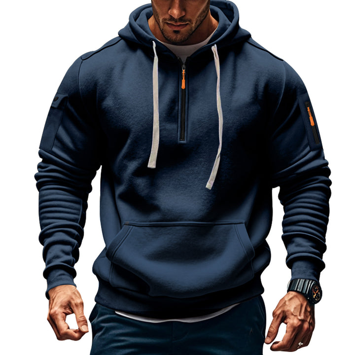Functional hoodie for men with contrasting zipper and practical pockets Lune London