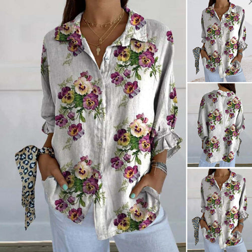 Blouse femme à motif floral avec patte de boutonnage cachée Chic & Stil