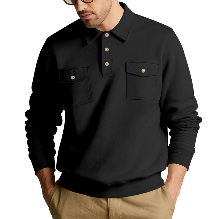 Comfortable fleece pullover for men with practical chest pockets Lune London