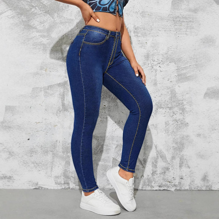 Women's High-Waisted Stretch Skinny Jeggings in Realistic Jeans Look with Figure-Flattering Waistband Amarae