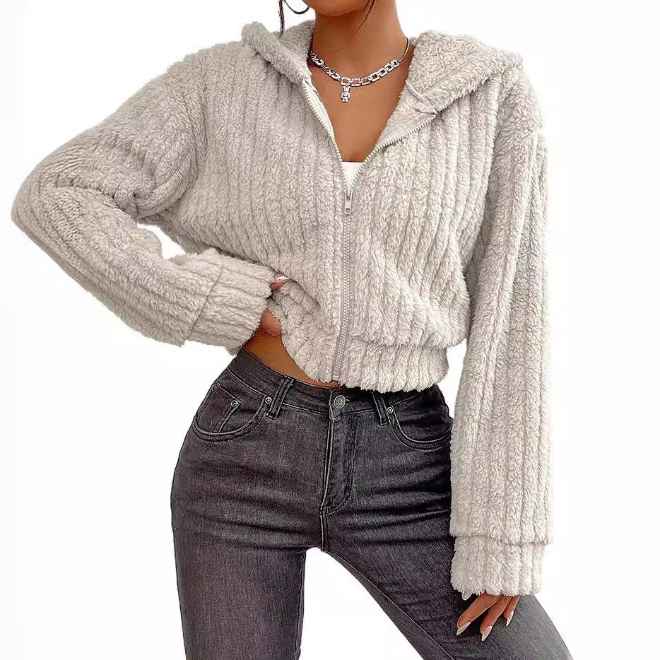 Veste de rotation pour femmes en polaire douillette avec col haut Lune London