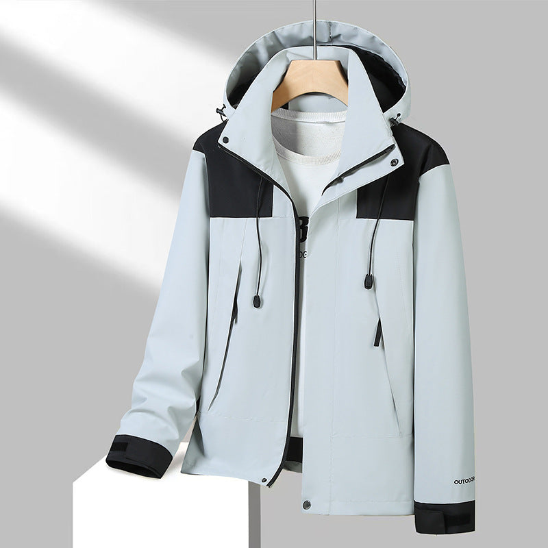 Men's Lightweight Softshell Jacket with Contrast Shoulder, Adjustable Hood and Water-Repellent Membrane Amarae