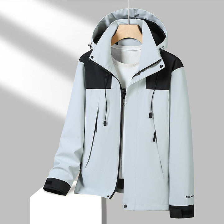 Men's Lightweight Softshell Jacket with Contrast Shoulder, Adjustable Hood and Water-Repellent Membrane Amarae