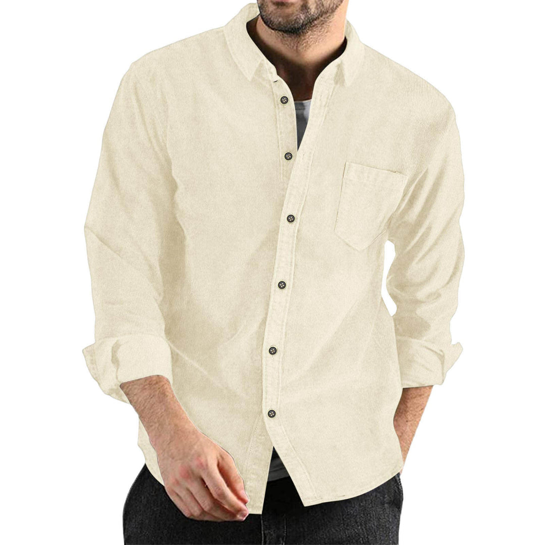 Men's Elegant Cord Shirt with Practical Chest Pocket Amarae