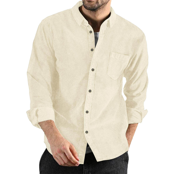 Men's Elegant Cord Shirt with Practical Chest Pocket Amarae