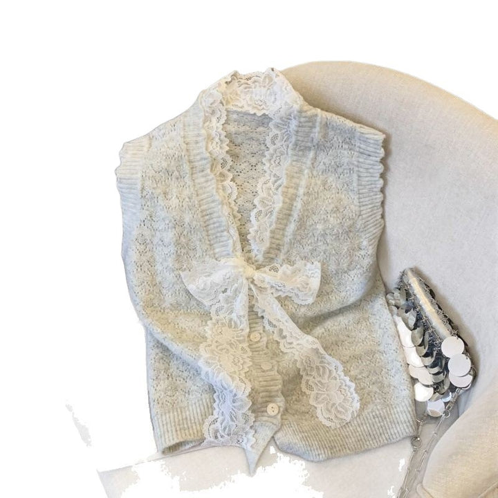 Gilet Tricot Élegant pour Femmes avec Détails Volants Chic & Stil
