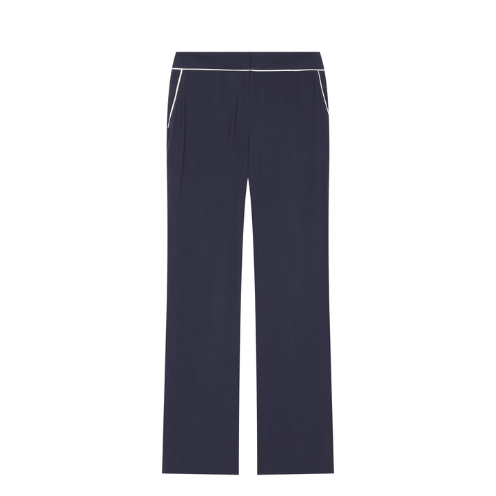 Women's high waist fabric trousers with contrast piping and straight leg Amarae
