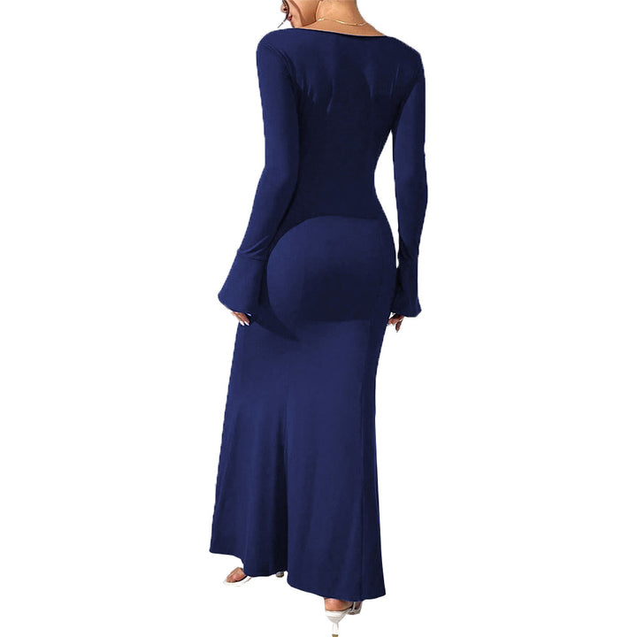 Robe maxi pour femme avec un élégant col en V et un ourlet fluide Chic & Stil