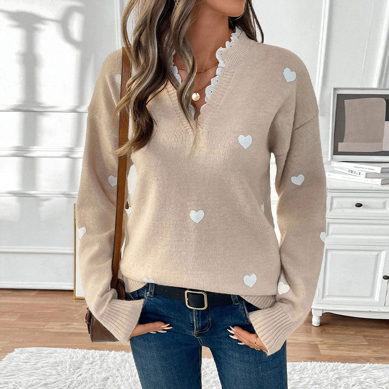 Lune London Heart-Shaped Appliqué Women's Sweater