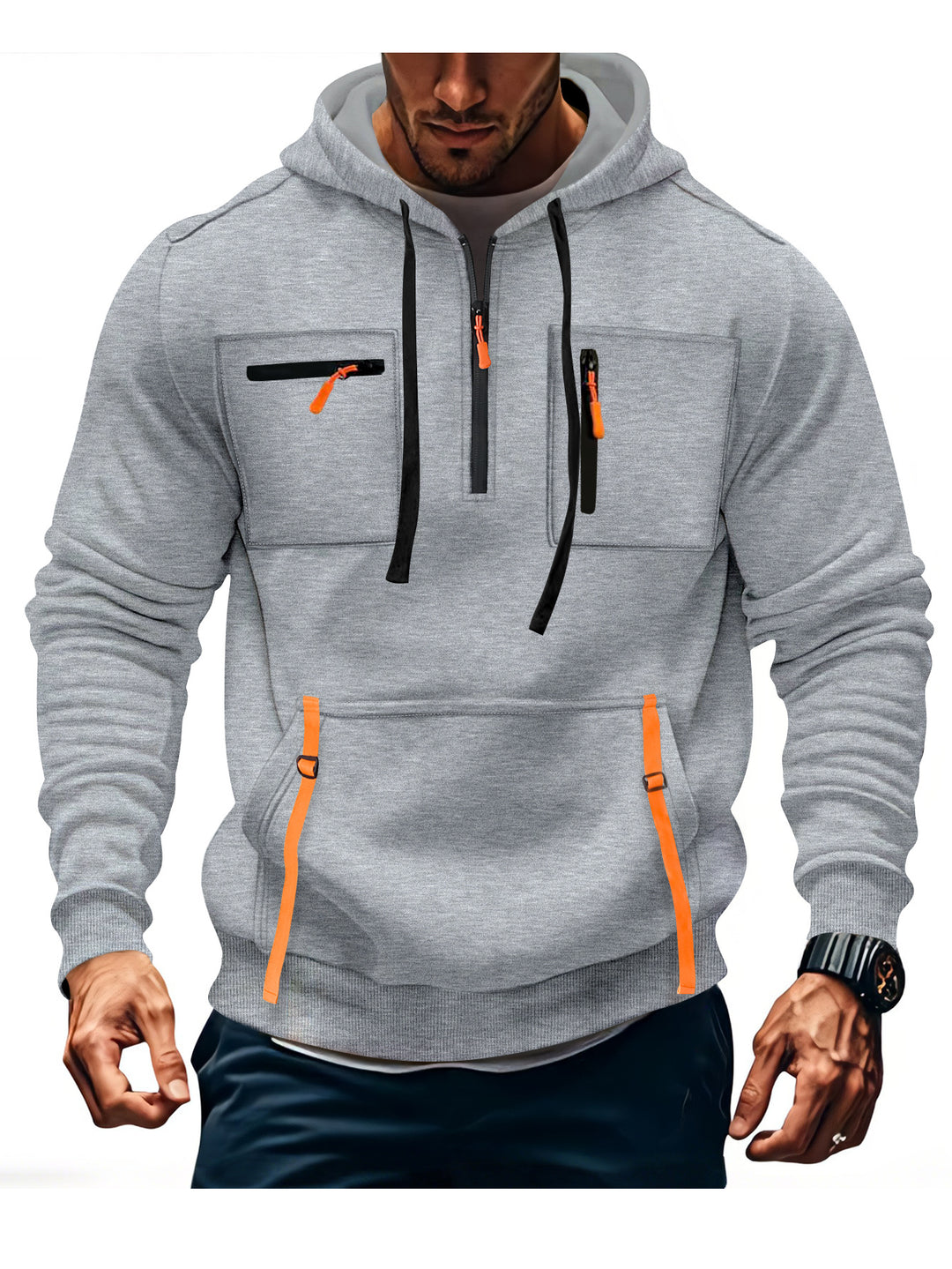 Men's stylish hooded sweatshirt with functional zip pockets Amarae