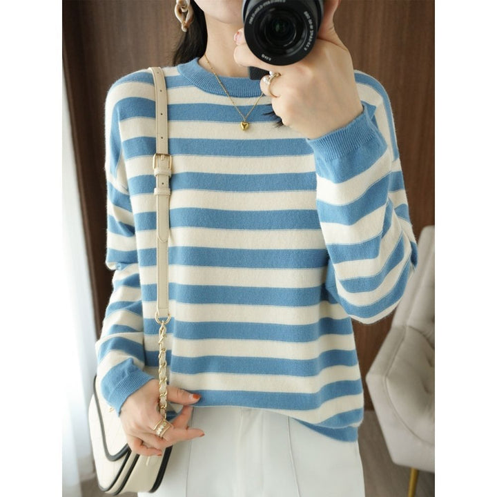 Pull en tricot décontracté pour femmes avec larges rayures Chic & Stil