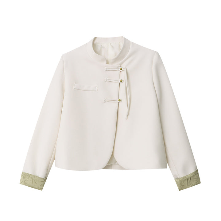 Women's comfortable chiffon jacket with Asian button details Chic & Stil
