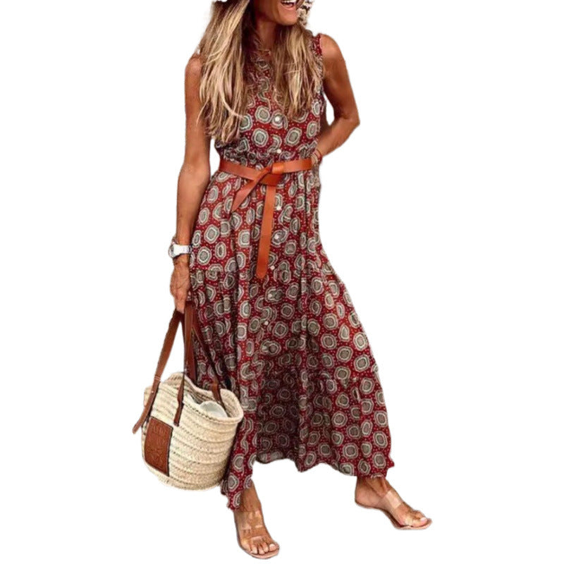 Bohemian maxi dress for women with adjustable belt Lune London