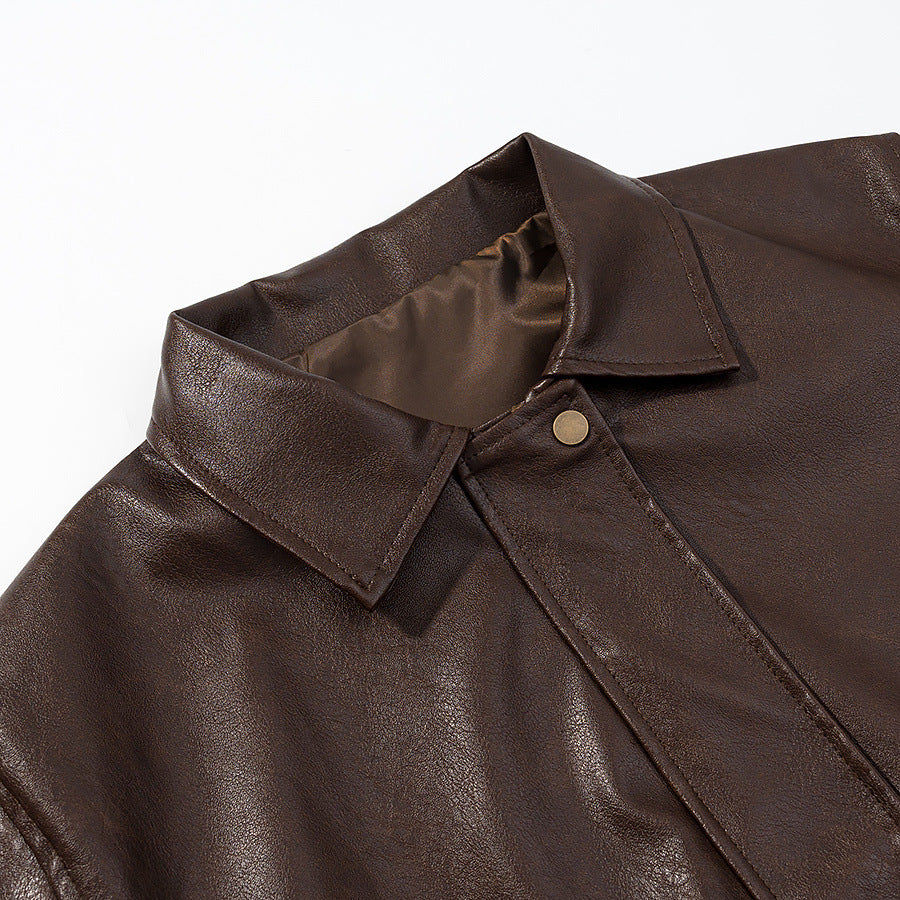 Casual faux leather jacket for women with practical flap pockets and a stylish collar Lune London