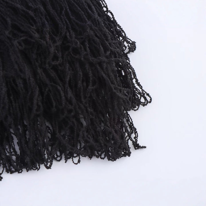 Thick knit jacket for women with fringes Lune London