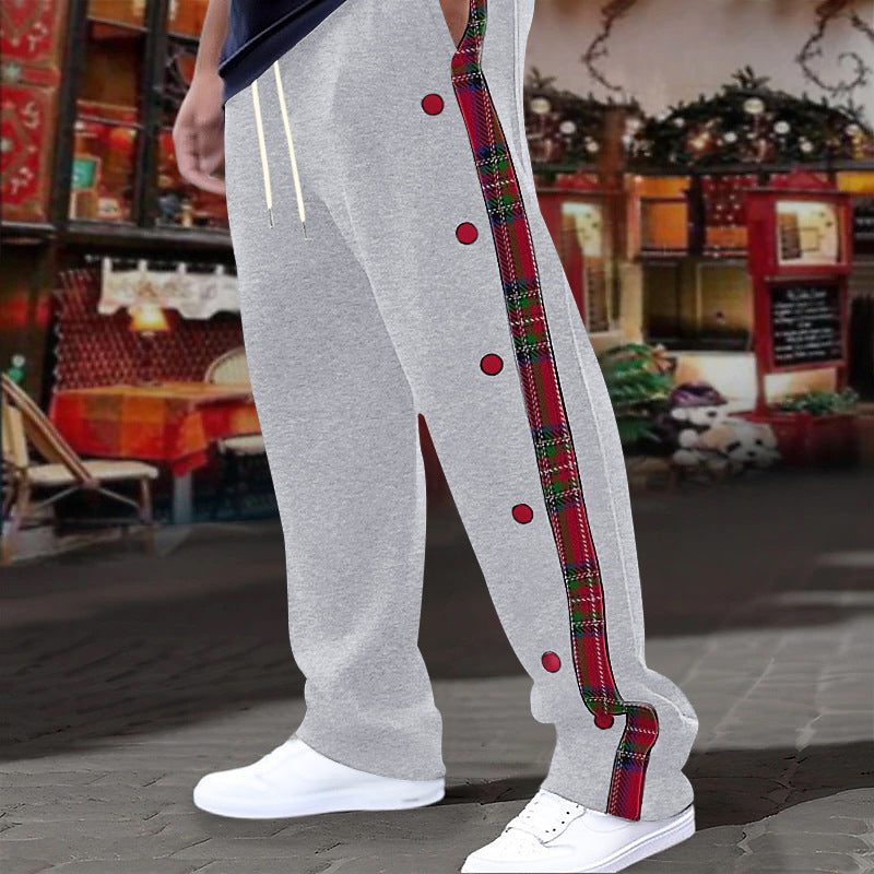 Leisure trousers for men with snap button detail and checkered hem Lune London