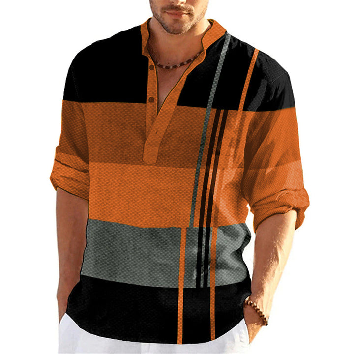 Amarae Casual Striped Popover Shirt for Men